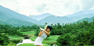 Influencer Gabi Powel unleashes a drive at Ba Na Hills Golf Club in Danang, Vietnam. | Photo by Vietnam Golf Coast - 14 November 2025 / NHA File Photo