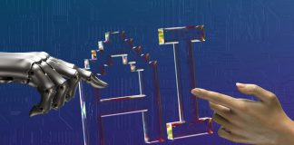 The letters AI for artificial intelligence in between a robot's hand and human hand, pointing at each other. Photo for illustrative purposes only. | Photo by Igor Omilaev / Unsplash / NHA File Photo