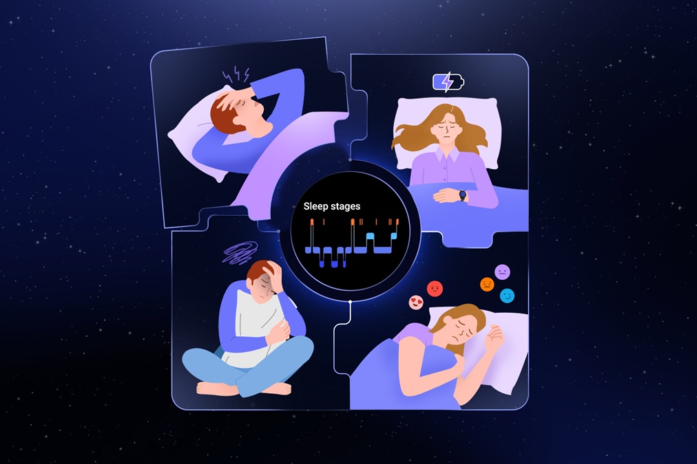 A poster released by Samsung on World Sleep Day 2026 showing different sleep stages with illustrations depicting disturbed sleep. | Source: Samsung / NHA File Photo